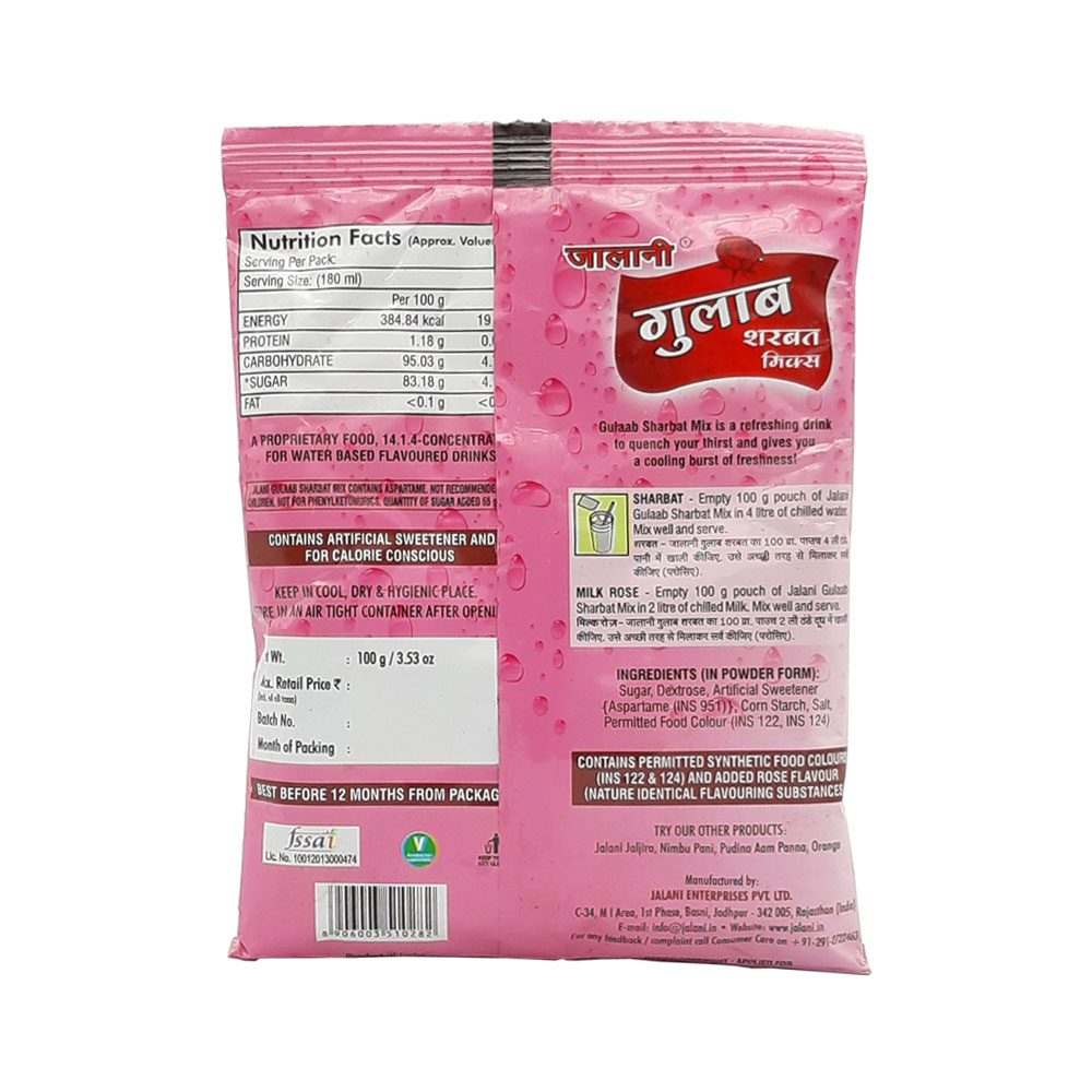 Jalani Gulaab Sharbat Mix 100g Pouch - Image 2